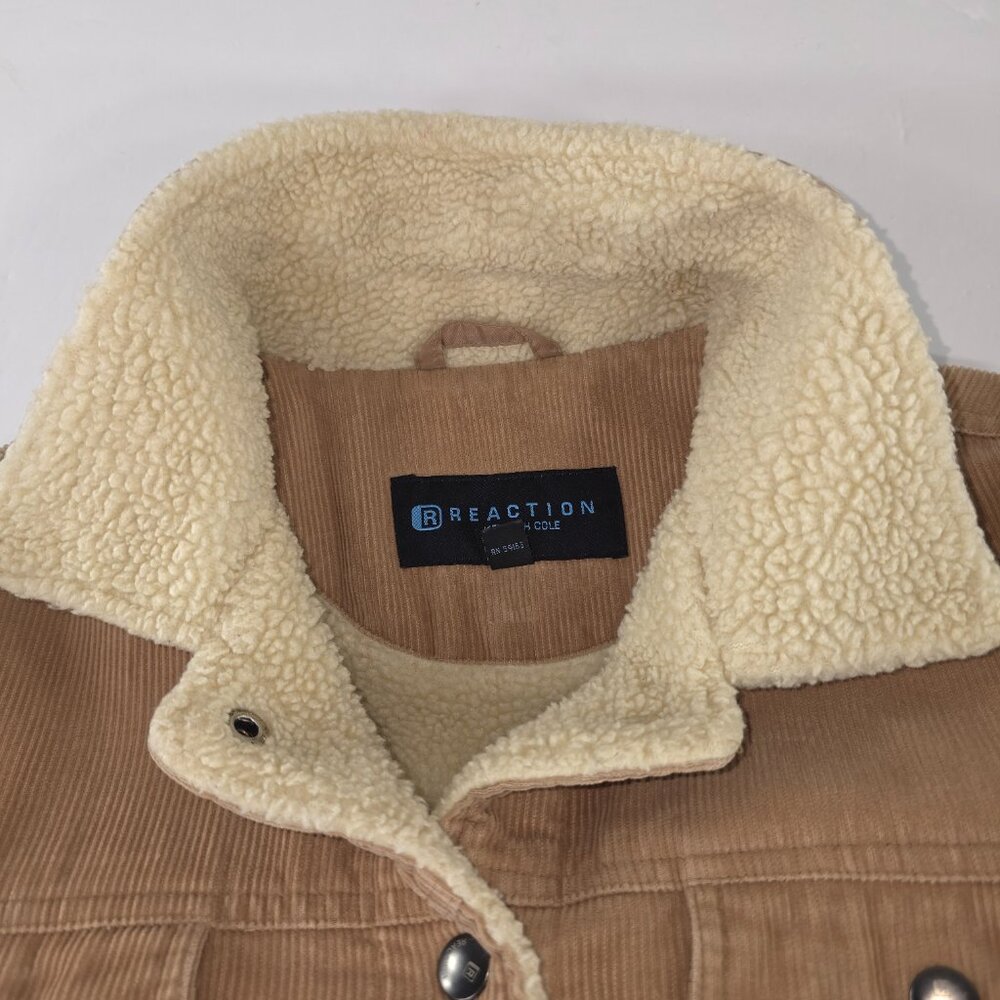 REACTION KENNETH COLE TAN CORDUROY JACKET WOMEN'S SIZE LARGE SNAP BUTTON POCKETS - Picture 10 of 16